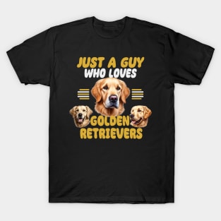 Just A Guy Who Loves Golden Retrievers Design T-Shirt